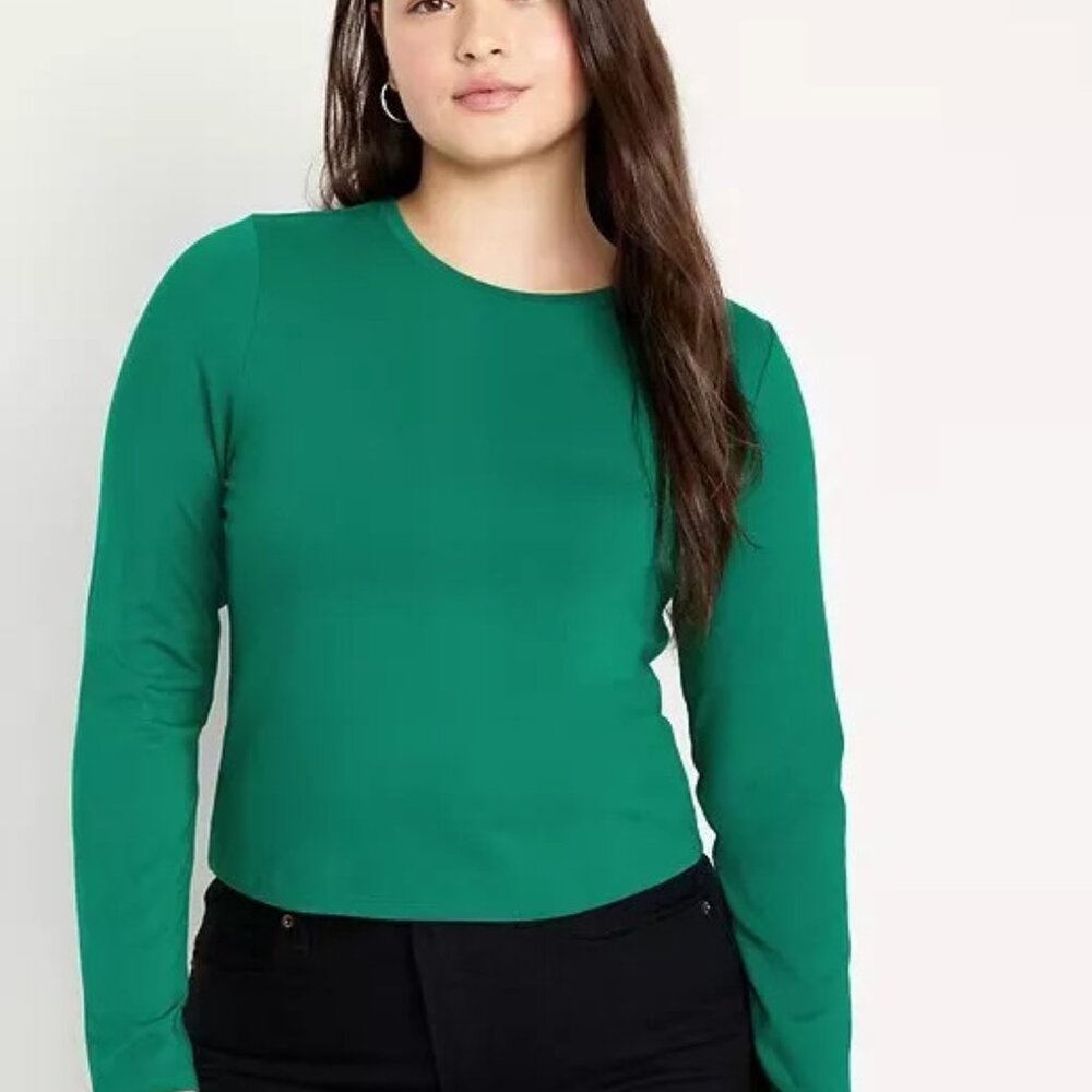NWT Old Navy Long-Sleeve Bestee T-Shirt XS TALL Serpentine Green - Picture 4 of 13